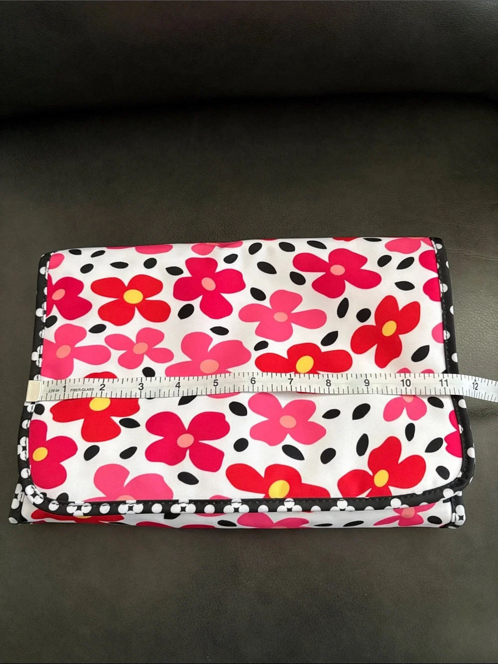 Hanging Travel Organizer with Pink & Red Floral Print